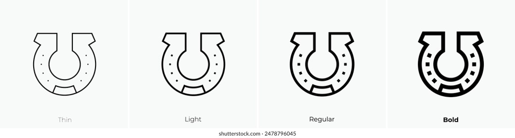 horseshoe icon. Thin, Light Regular And Bold style design isolated on white background