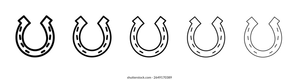 Ícone de ferradura conjunto de marca de logotipo de contorno fino