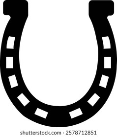 Horseshoe icon.Good luck symbol. Isolated vector illustration on a white background.Horseshoe, typography, ribbon and good luck fortune sign. Design elements, drawing, vintage hipster .