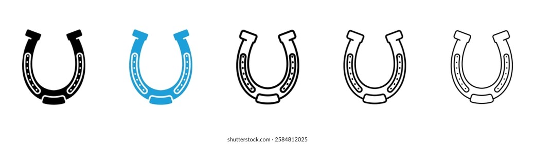 Horseshoe icons collection vectors in black and blue