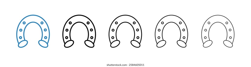 Horseshoe icons in five different stroke sizes