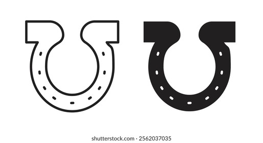 Horseshoe icons in flat and line style set.