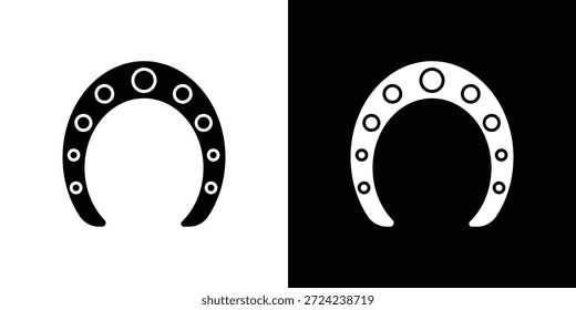 Horseshoe icons flat vector concept. Black and white illustrations