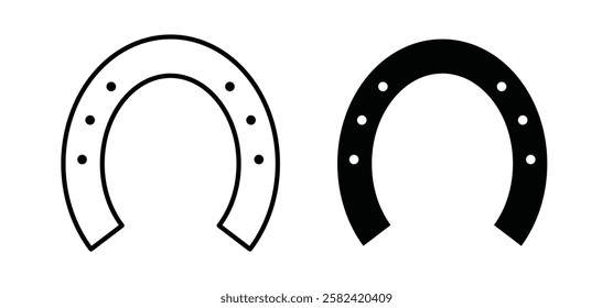 Horseshoe icons pack vectors in black flat and strokes