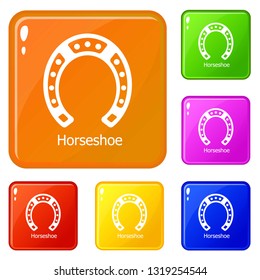 Horseshoe icons set collection vector 6 color isolated on white background