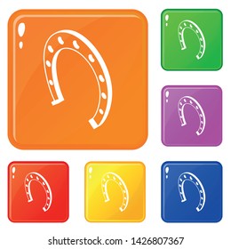 Horseshoe icons set collection vector 6 color isolated on white background