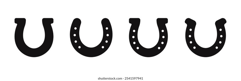 Horseshoe icons set. Luck symbol. Vector Illustration.