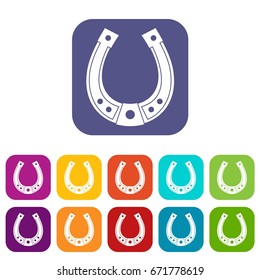 Horseshoe icons set vector illustration in flat style In colors red, blue, green and other