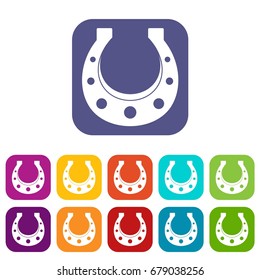 Horseshoe icons set vector illustration in flat style In colors red, blue, green and other
