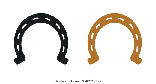 Horseshoe icons set vectors black and colored style