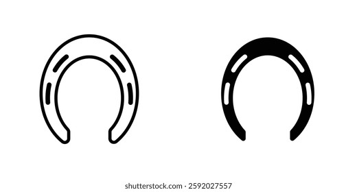 Horseshoe icons. stroke line and black solid icons