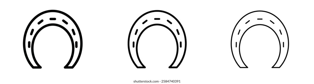 Horseshoe icons in three different stroke lines