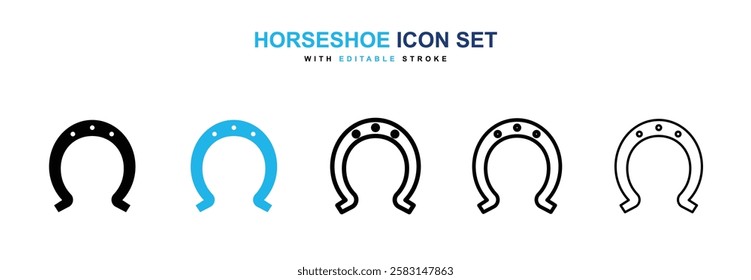 Horseshoe icons vector collection in black and blue colors on white background