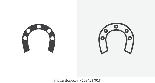 Horseshoe icons vectors illustrations in black fill and liner versions