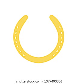 Horseshoe illustration golden luck vector icon. Fortune element symbol isolated white. Talisman simple equipment