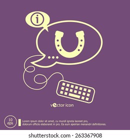 Horseshoe and keyboard design elements. Line icons for application development, web page coding and programming, creative process