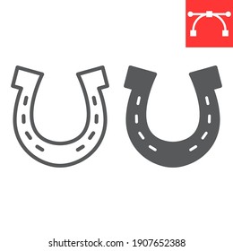 Horseshoe Line And Glyph Icon, Lucky And Talisman, Horse Shoe Vector Icon, Vector Graphics, Editable Stroke Outline Sign, Eps 10