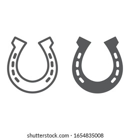 Horseshoe line and glyph icon, st patrick s day and western, steel horseshoe sign, vector graphics, a linear pattern on a white background, eps 10