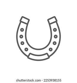 Horseshoe line icon. Minimalist icon isolated on white background. Horseshoe simple silhouette. Web site page and mobile app design vector element.