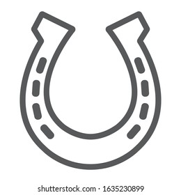 Horseshoe line icon, st patrick's day and western, steel horseshoe sign, vector graphics, a linear pattern on a white background, eps 10