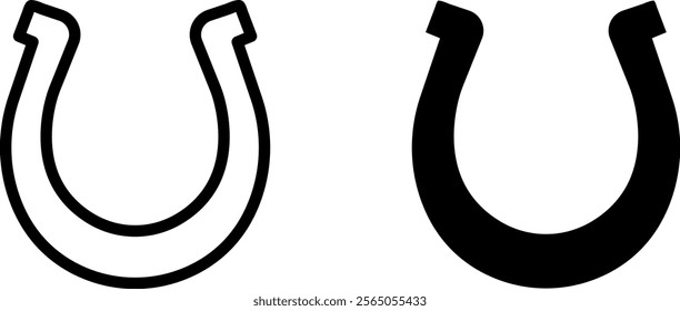 "Horseshoe Line Icons: Lucky Vector Set for Equestrian, Good Fortune, and Western Designs"