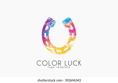 Horseshoe logo design. Luck logo. Creative logo design. Color logo.