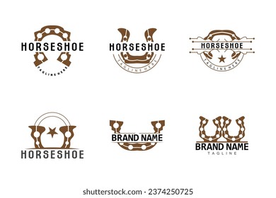 Horseshoe Logo Simple Vector Design Vintage Retro Western Illustrator Template