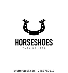 Horseshoe Logo Simple Vector Design Vintage Retro Western Illustrator Template
