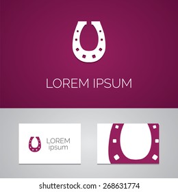 Horseshoe logo template icon design elements with business card  