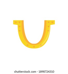 Horseshoe for luck. Element for St. Patrick s Day. Cartoon vector illustration for pub invitation, t-shirt design, cards or decor