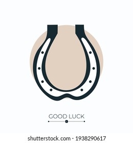 Horseshoe luck, fortune and success charm, talisman or amulet with good luck words. Horse shoe, symbol of luck, fortune, wealth and prosperity. Vector illustration isolated on white background