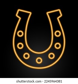 horseshoe luck neon sign, modern glowing banner design, colorful modern design trends on black background. Vector illustration.