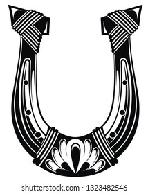 Horseshoe lucky isolated icon.Tattoo horseshoe 