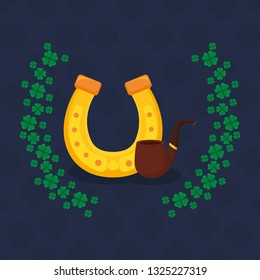 horseshoe lucky with wooden pipe