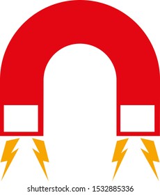 Horseshoe Magnet attracts iron filings. Illustration Vector.