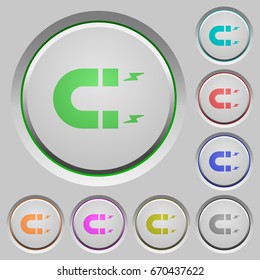 Horseshoe magnet color icons on sunk push buttons