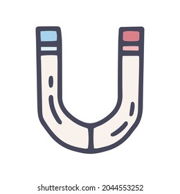 horseshoe magnet color vector doodle simple icon