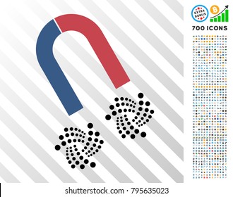 Horseshoe Magnet Iota pictograph with 7 hundred bonus bitcoin mining and blockchain pictographs. Vector illustration style is flat iconic symbols design for bitcoin apps.
