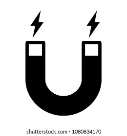 Horseshoe magnet with magnetic charge flat vector icon for apps and websites