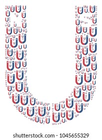 Horseshoe Magnet pattern combined in the collection of horseshoe magnet design elements. Vector iconized collage designed from simple elements.