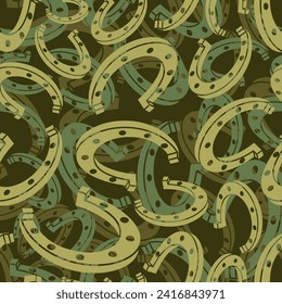 Horseshoe Military pattern seamless. Horseshoe Army background. Soldier Protective Hunting texture