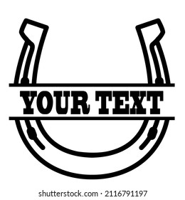 Horseshoe Monogram. Horseshoe black graphic illustration for text isolated on white for design