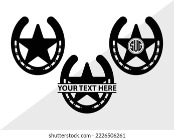 Horseshoe Monogram Printable Vector Illustration