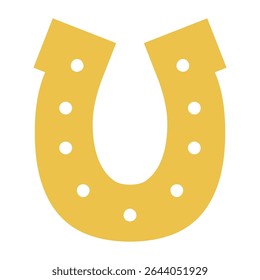 Horseshoe with nails, isolated. Good luck symbol, lucky charm, talisman. Flat style vector illustration. 2026 Japanese, Korean, Vietnamese Chinese Lunar New Year holiday logo, icon, design element