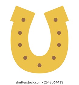 Horseshoe with nails, isolated. Good luck symbol, lucky charm, talisman. Flat vector illustration. 2026 Japanese, Korean, Vietnamese Chinese Lunar New Year holiday logo, icon, design element