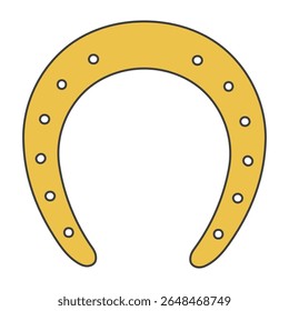 Horseshoe with nails, isolated. Good luck symbol, lucky charm, talisman. Flat vector illustration. 2026 Japanese, Korean, Vietnamese Chinese Lunar New Year holiday logo, icon, design element