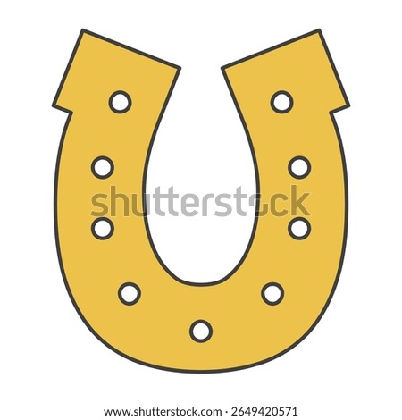 Horseshoe with nails, isolated. Good luck symbol, lucky charm, talisman. Flat vector illustration. 2026 Japanese, Korean, Vietnamese Chinese Lunar New Year holiday logo, icon, design element