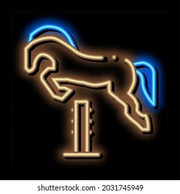 Horseshoe neon light sign vector. Glowing bright icon Horseshoe sign. transparent symbol illustration