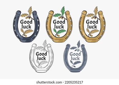 Horseshoe and oak branch symbol of good luck and success