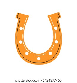 horseshoe on a white background. orange horseshoe flat. horseshoe st patrick's day